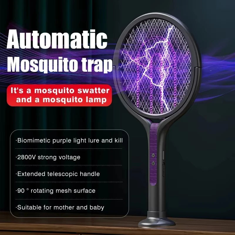 Multi functional 2-in-1 mosquito killer lamp angle retractable mosquito swatter USB rechargeable mosquito swatter bat swatter Qme
