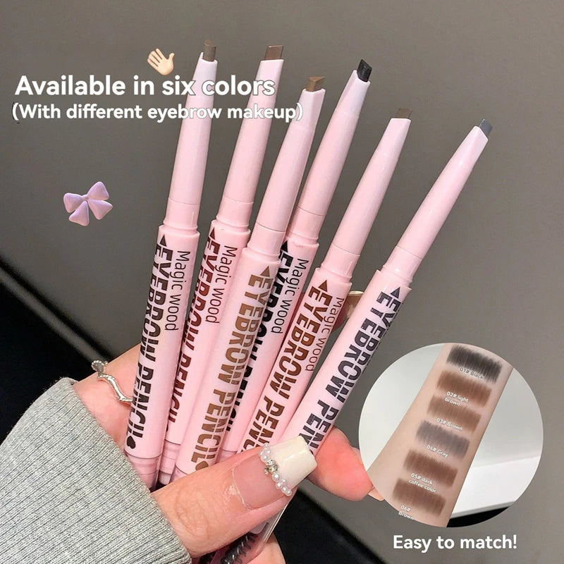 2 in1 Eyebrow Pencil Professional Cosmetics Makeup for Women 6 Colors Waterproof Eyebrow Tattoo Brush Long Lasting Eyebrow Pen Qme
