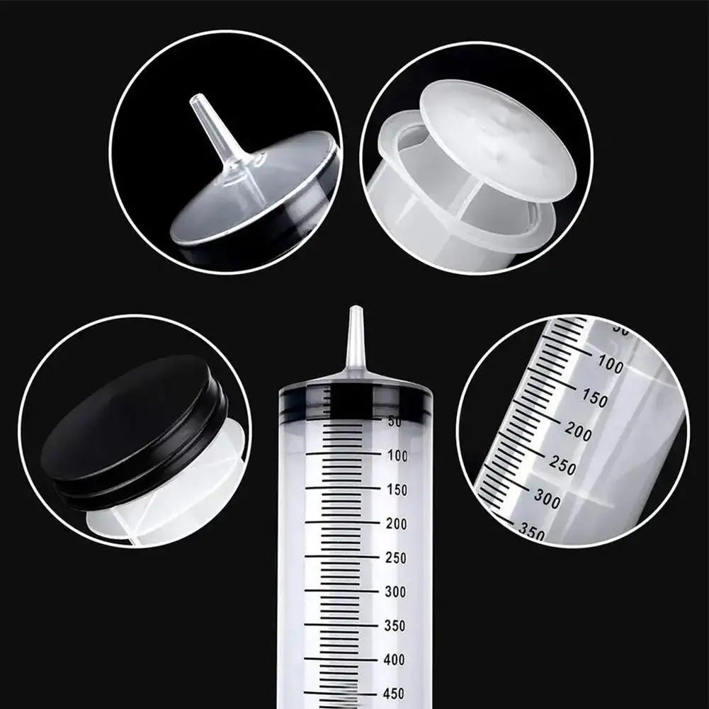Durable Large Capacity Plastic Syringes - 100ml, 300ml, 550ml, Transparent Body with 99.82cm Measurement Qme