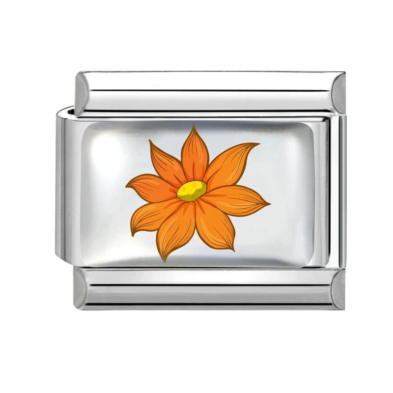 Design Colorful Earth Sun Sunflowers Stainless Steel Link Fit Italian