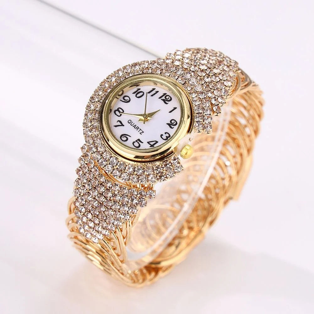 Diamond Women Watches Gold Watch Ladies Wrist Watches Luxury Brand Rhinestone Womens Bracelet Watches Female Relogio Qme 3