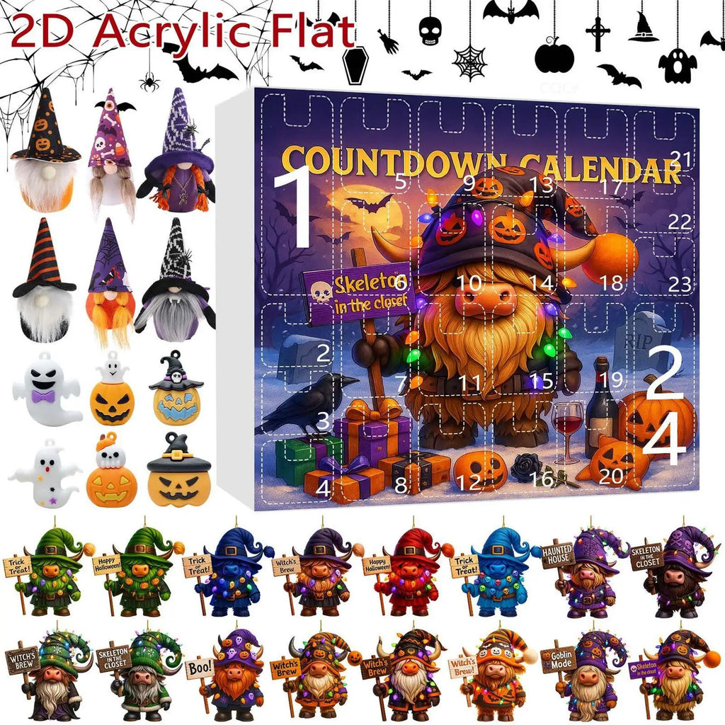 Gnome Countdown Calendar 24-Day Ornament Halloween Collectible 2D Qme