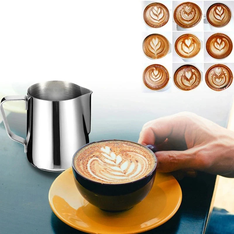 Coffee Milk Frothing Pitcher Stainless Steel Espresso Steaming Barista Latte Frother Cup Cappuccino Milk Jug Cream Froth Pitcher Qme