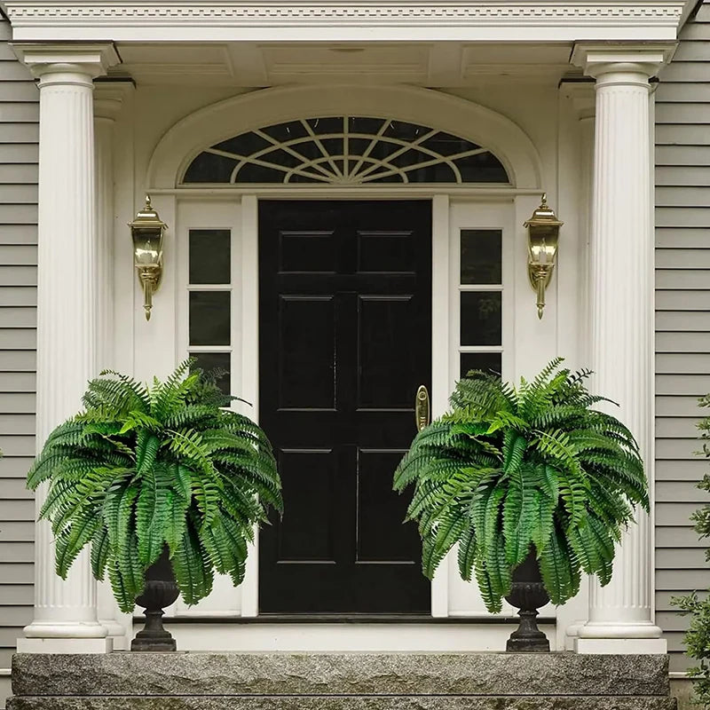 Lifelike Artificial Boston Fern Fake Plastic Plants Decorations UV Qme