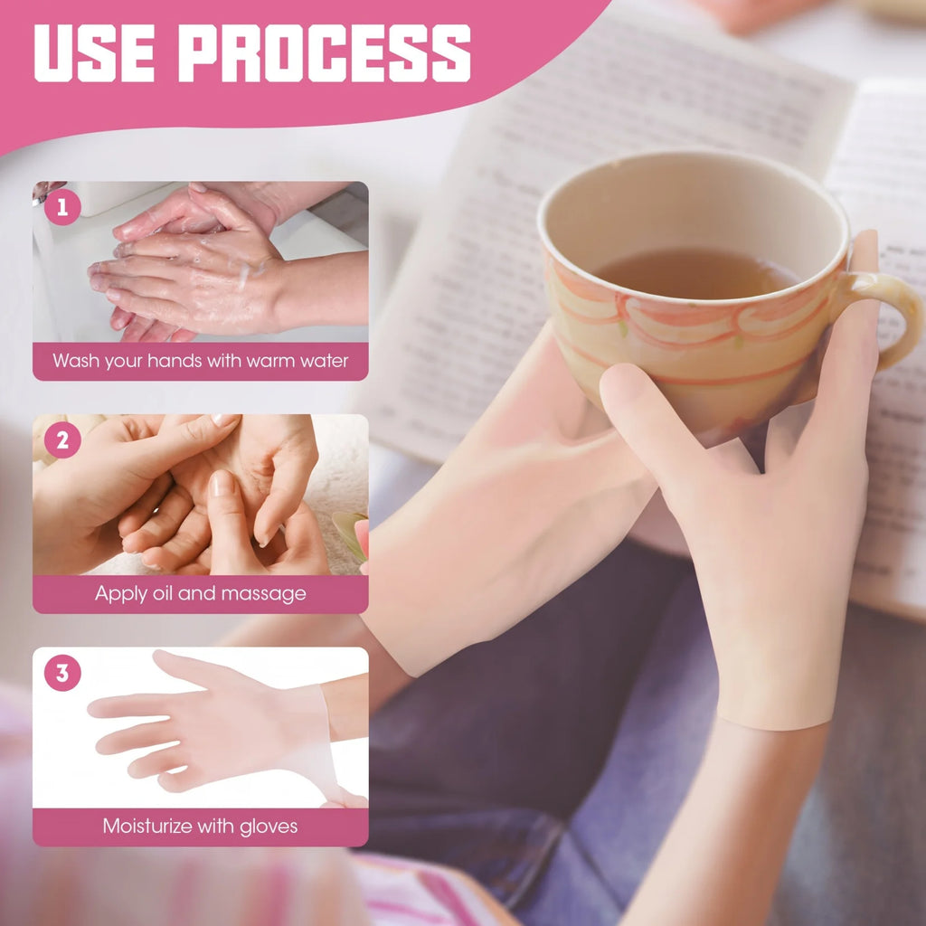Moisturizing Gloves, Gel Spa Hydrating Gloves, Soft Silicone Gloves, Lotion Gloves(Apricot Or Pink) Qme