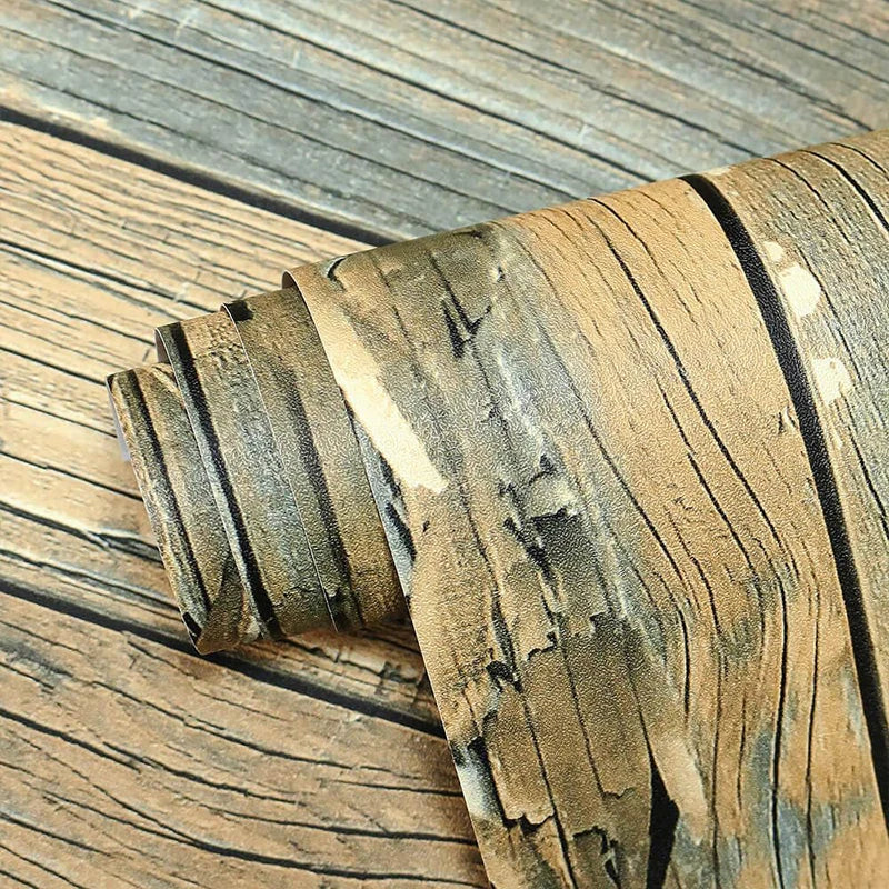 Distressed Wood Wallpaper Self-adhesive Vinyl Peel Stick Contact Qme