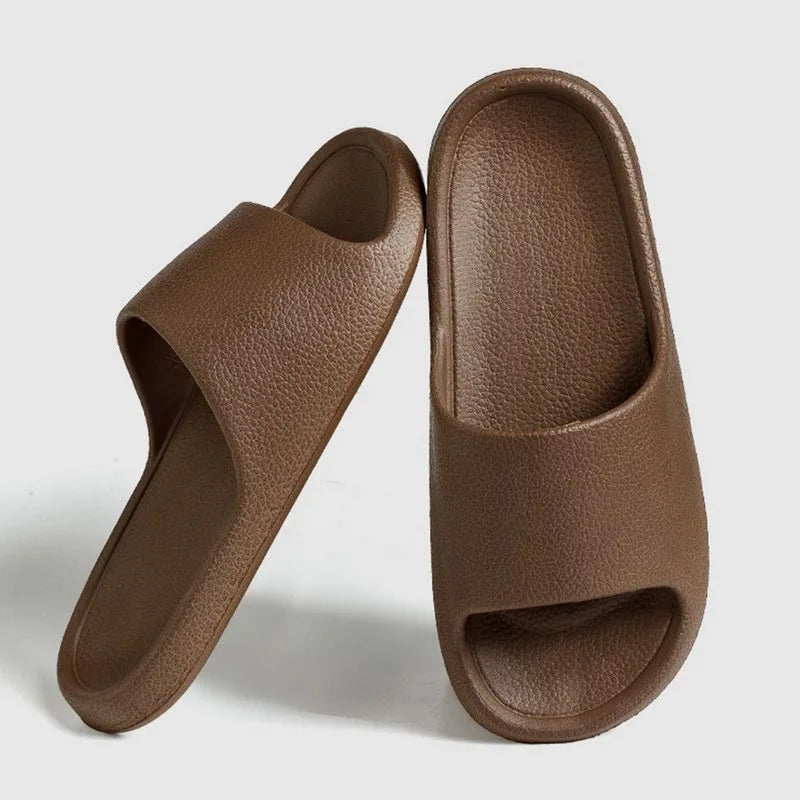 2025 Women Soft Sole Cloud Slippers Thick Platform Indoor Outdoor Beach Sandals Summer EVA Non Slip Flip Flops Men slippers Qme A-Brown 38-39