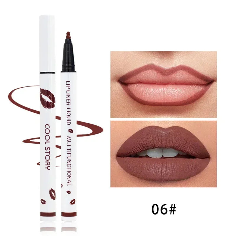 Matte Soft Lip Liner Liquid Lipliner Pencil Long Lasting Lips Cosmetic Tool Stick Quick Drying Smudge Proof Natural Lipstick Pen Qme 06