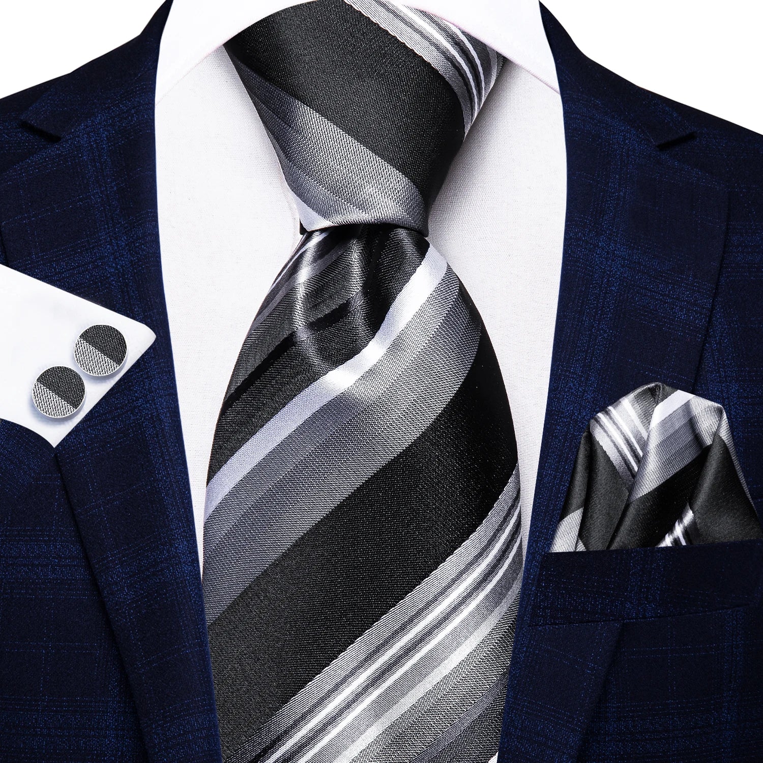 Navy Blue Striped Wedding Tie Men Fashion Design Green Red Necktie Qme CN-3796