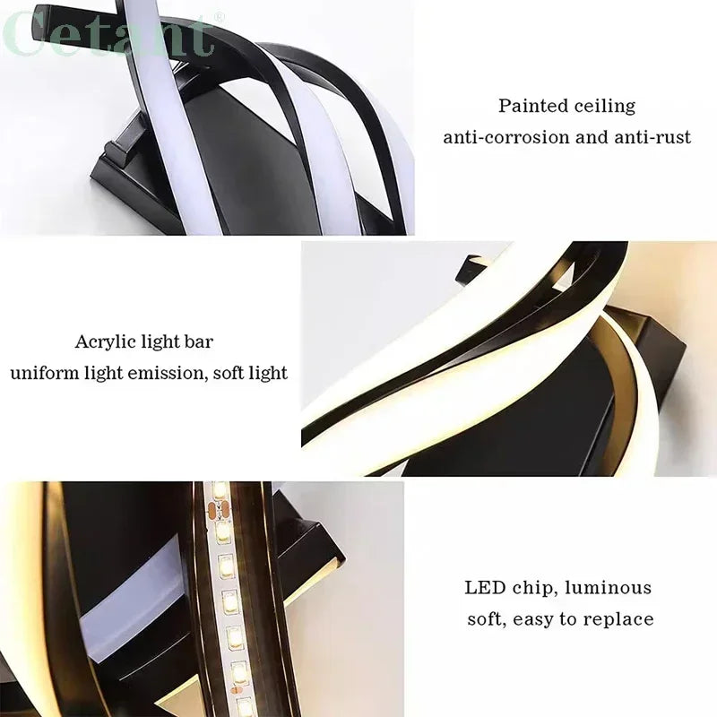 Modern LED Wall Lamp Home Decoration Line Bedroom Bedside Corridor Living Room Backgroud Black White Lighting Lustre Wall Sconc Qme