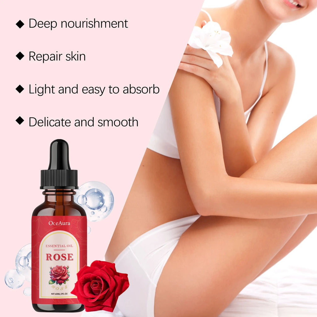 Rose Essential Oil Nourishing Moisturizing Soothing Dryness Skin Soften Delicate Smoothing Massage Essential Oil for Face Body Qme