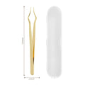 Lash Extension Tweezers Anti Slip Stainless Steel Curved Tip Straight Qme Gold China Mainland