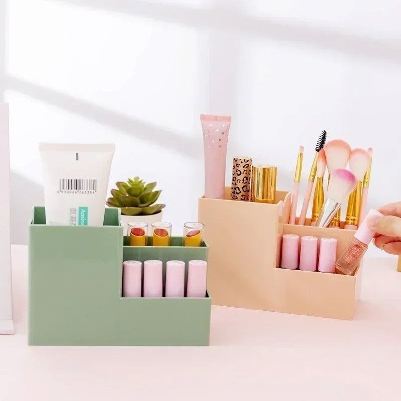 Multi-function Desktop Pen Holder School Supplies Storage Case Colorful Plastic Box Office Desk Accessories Pencil Organizer Qme