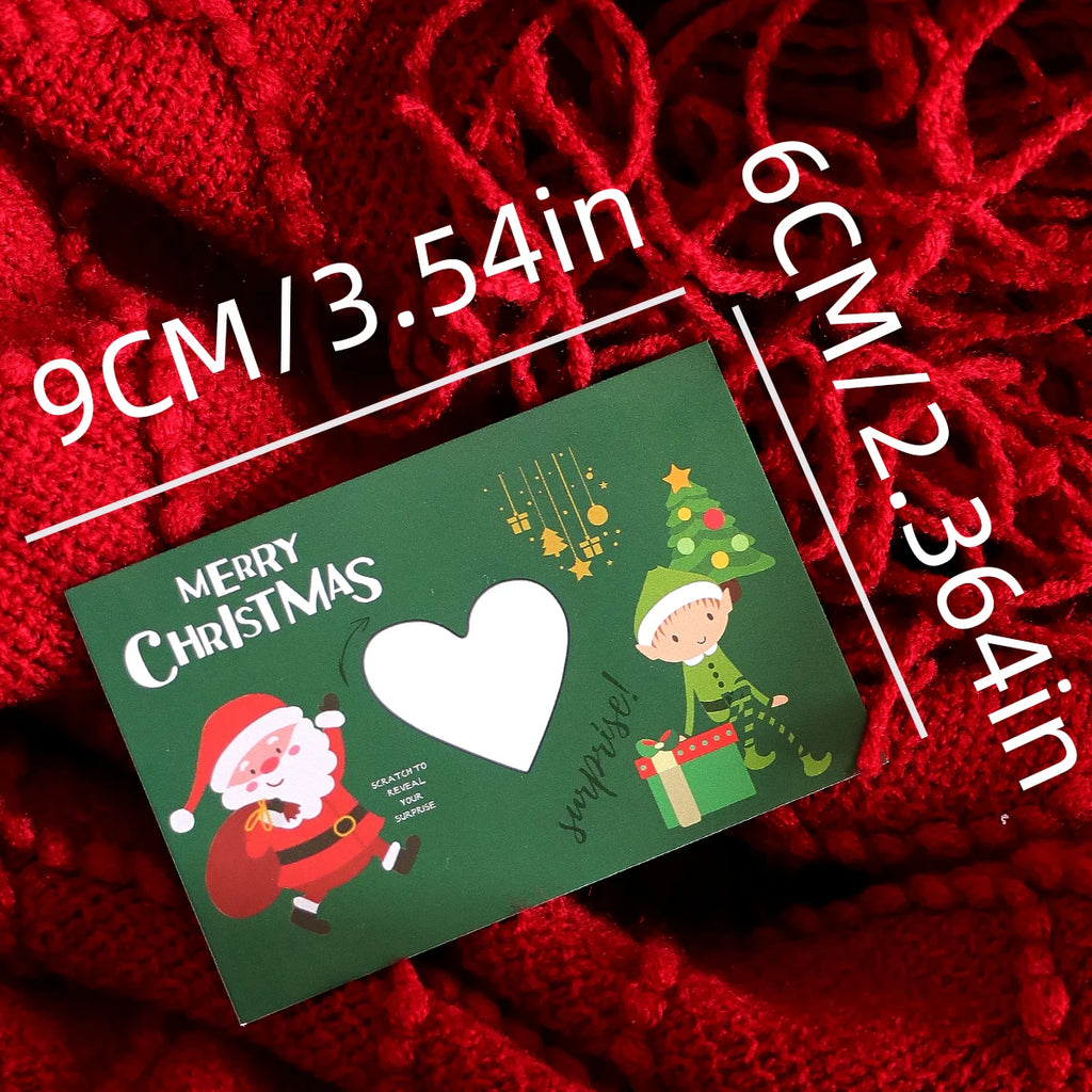 10Pcs/20Pcs Creative Merry Christmas Themed Lucky Scratch-Off Cards, Cute Cartoon Santa Claus Design Surprise Greeting Cards Qme