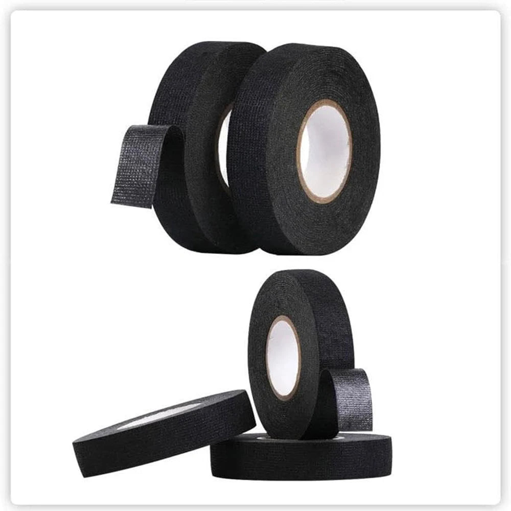 15/25M Wire Harness Automotive Cloth Tape Adhesive High Noise Resistance Heat Proof Fabric Electrical Tape for Wrapping Wiring Qme