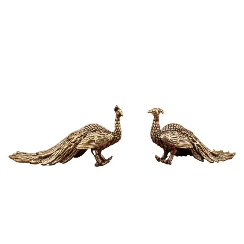 Peacock Ornament Home Decor Statue Figure Brass Chinese Handicraft Qme
