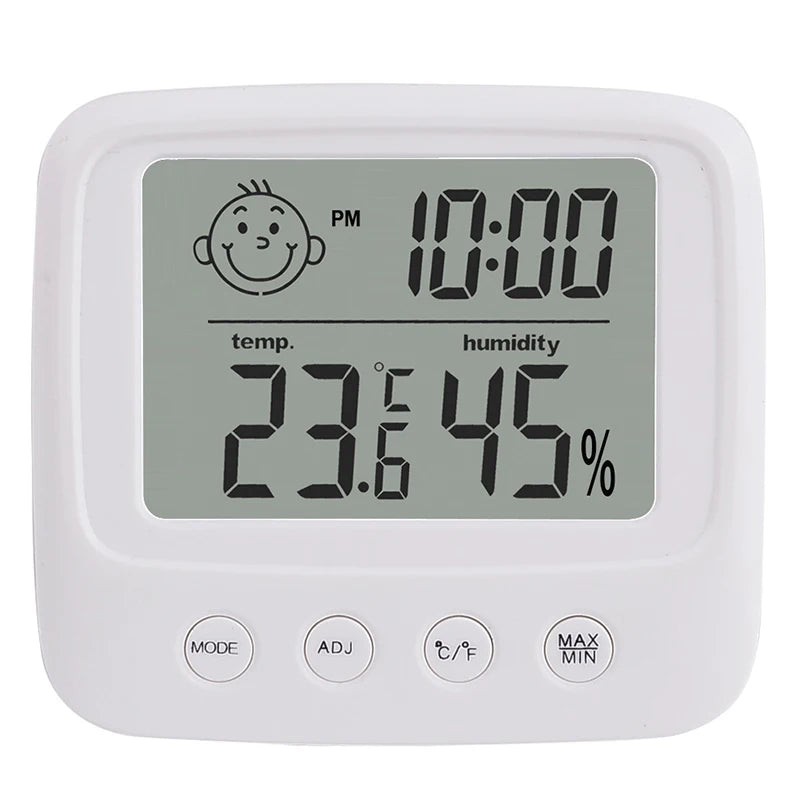 LCD Digital Temperature Baby Room Humidity Meter Backlight Home Qme BK