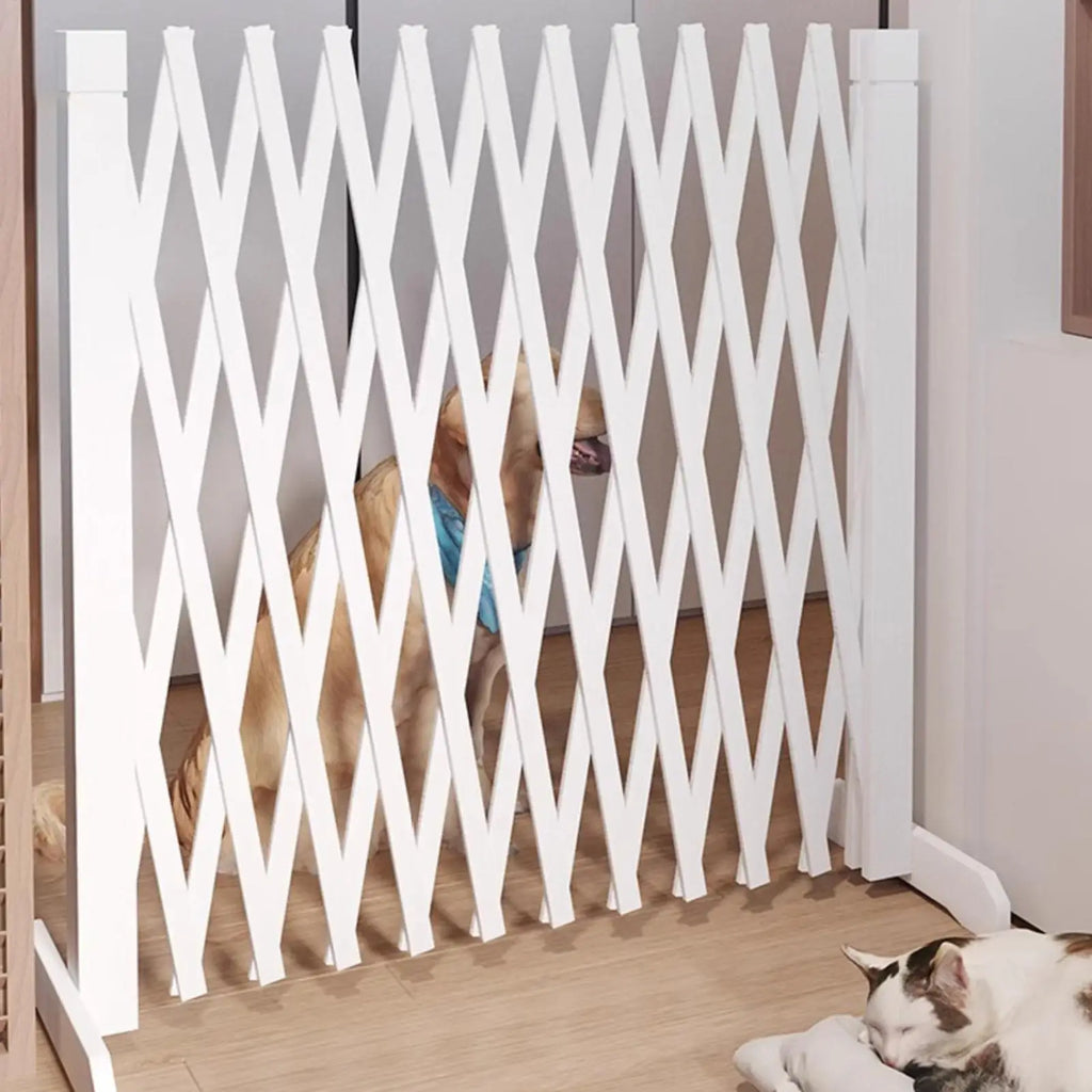 Retractable Dog Gate No-drill Wooden Fence Pet Cat Doorway Garage Qme