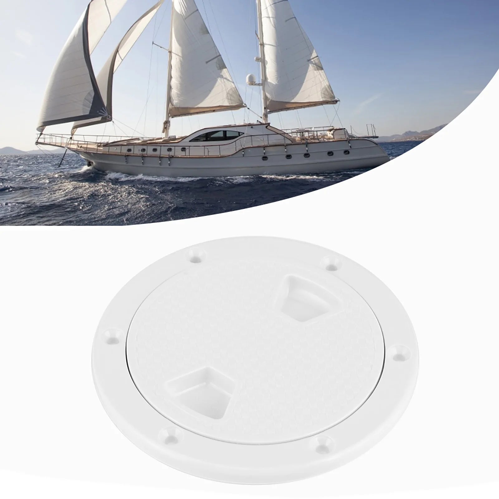 Plastic Hatch Cover 4in ABS Deck Plate Round White Anti-UV Corrosion Resistant Screw Out Boat Inspection Hatch Cover Deck Plate Qme