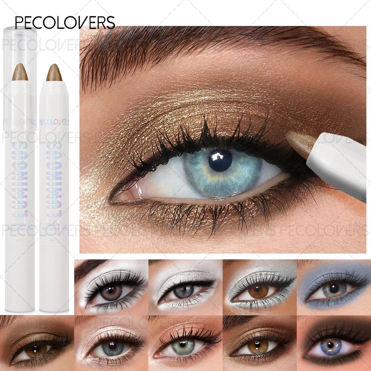 Single Fine Shimmer Eyeshadow Stick Brighten Ash Brown Travel Qme