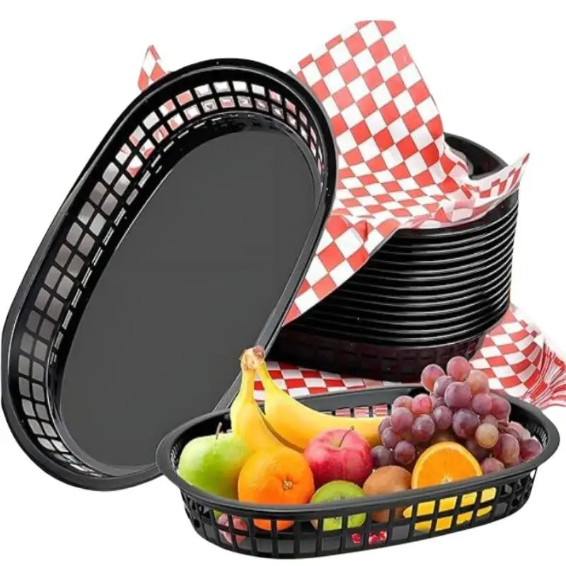 Bread Serving Tray Basket Food Plastic Fast Burger Fries Chicken Dog Qme