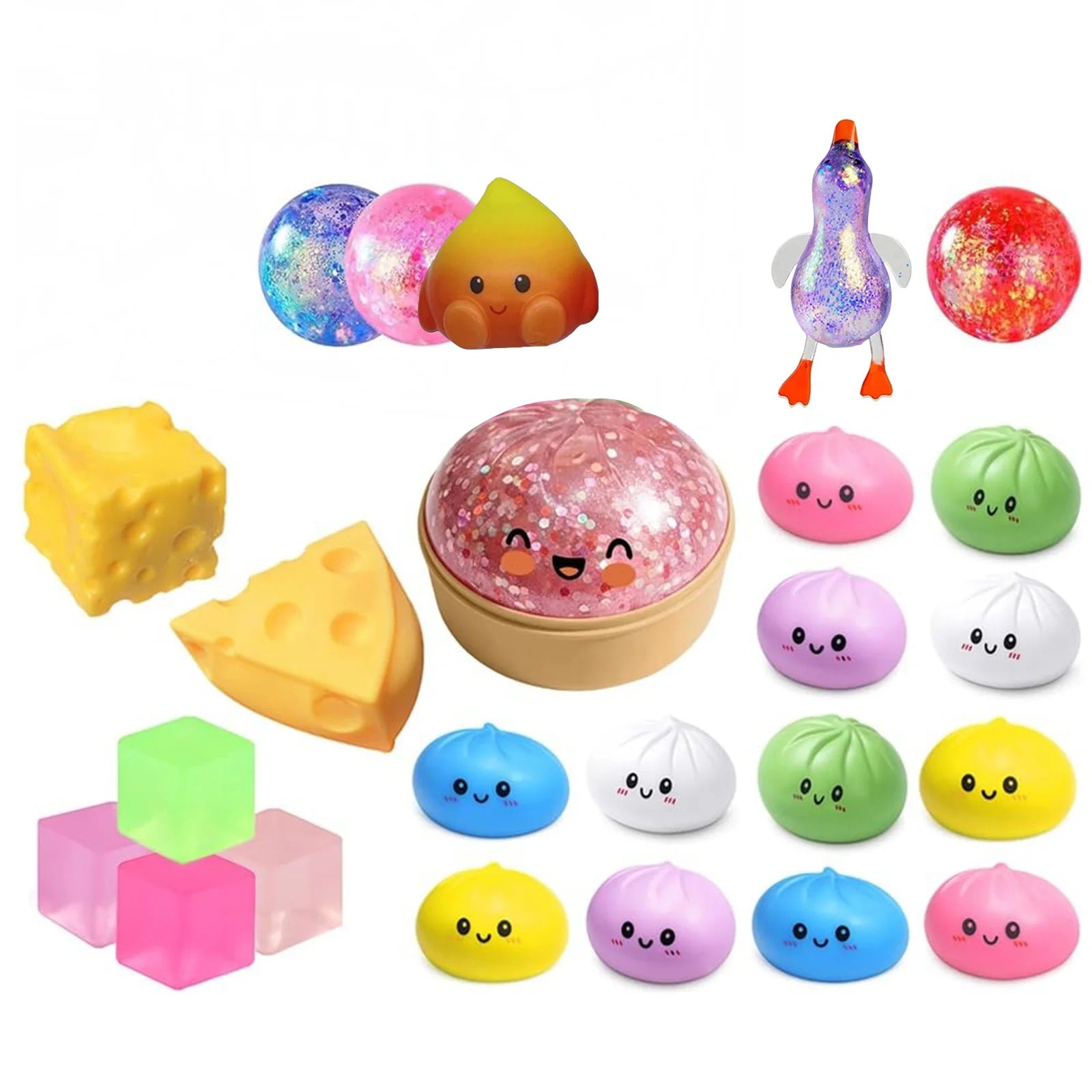 2026 Mystery Dumpling Advent Calendar Baozi Fidget Squishy 24 Day Countdown Calendar Cute Soft Dough Ball Fidget Toys Qme