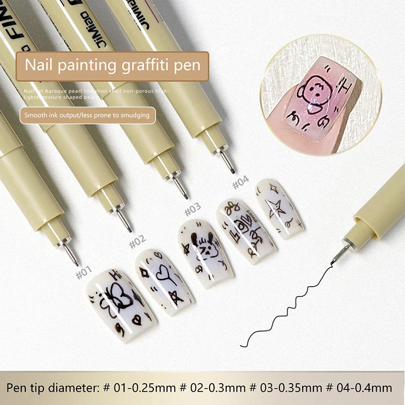 Waterproof Nail Art Graffiti Line Pen Gel Painting Wire Drawing Qme