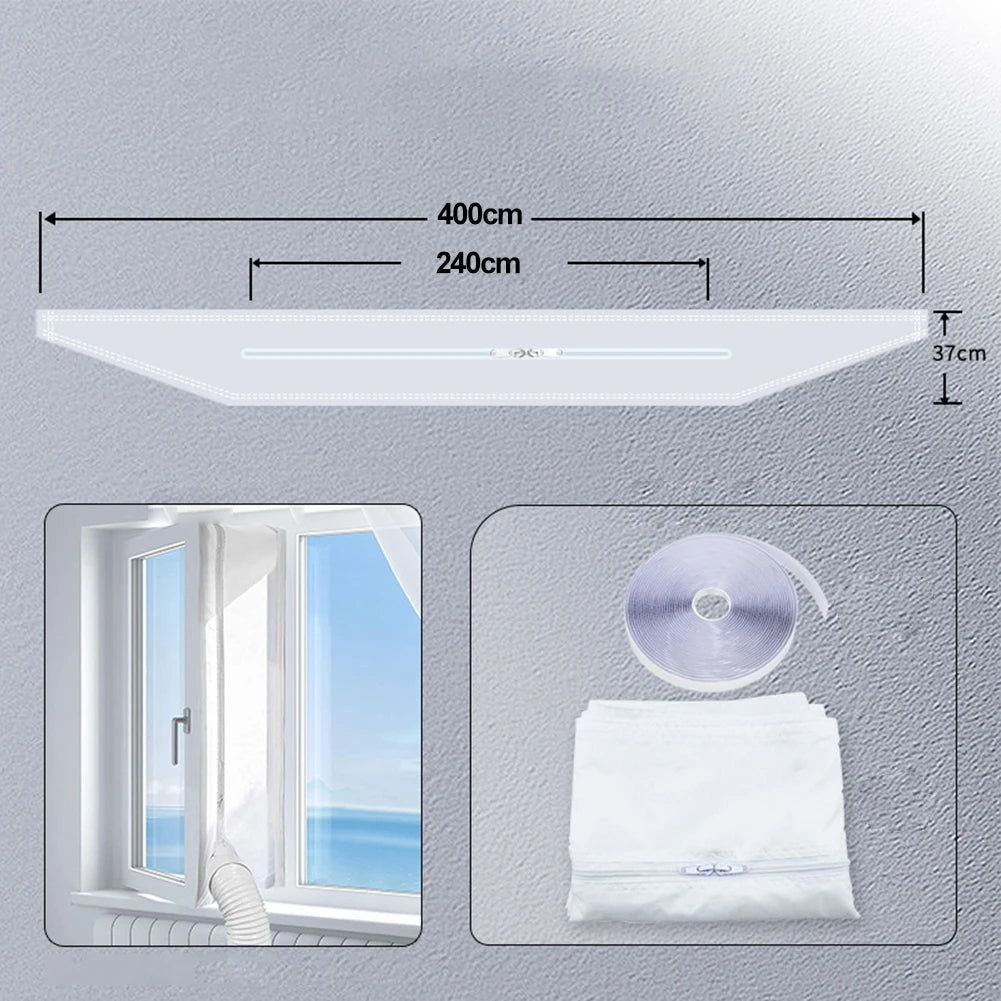 Portable AC Window Seal Kit 300/400cm Adjustable Air Conditioner Exhaust/ Sealing Cloth For Horizontal Vertical Sliding Windows/ Qme 400cm