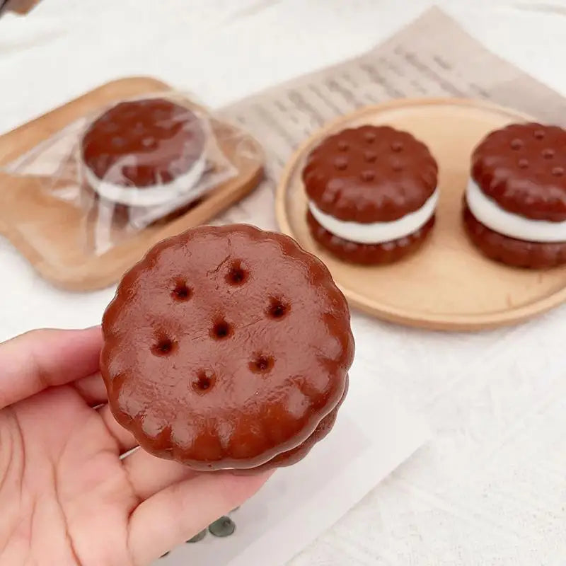 Squishy Sandwich Cookies Squeeze Fidget Toy Stress Relief Tool Slow Qme