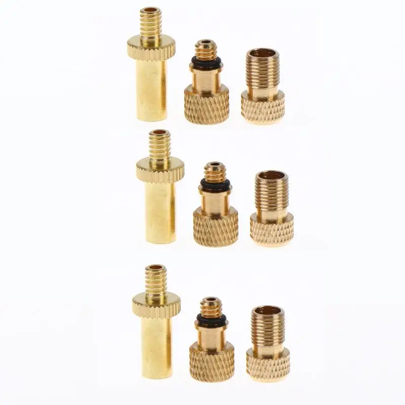 Universal Brass Bicycle Valve Adapter Presta Schrader Dunlop Qme 3Sets
