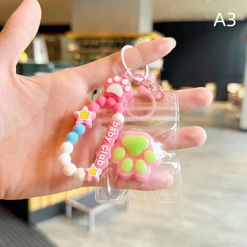 Cat Claw Stress Relief Squeeze Toy Ice Transparent Mini Keychain Cute Qme A3