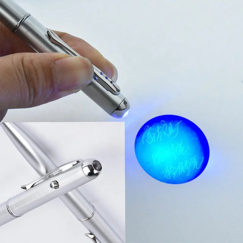 2-in-1 Invisible Ink Pen LED UV Light Ballpoint Creative Money Qme