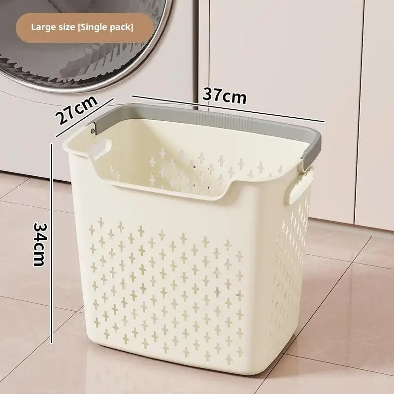 Household Laundry Basket Bedroom Bathroom Storage Large Capacity Qme White L