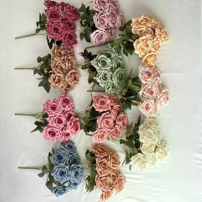 41CM Silk Screen Rose Artificial Flower Wedding Living Room Decoration Road Guide Bouquet, Artificial Flower Qme