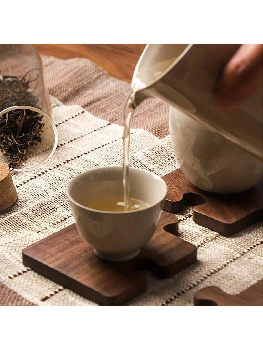 Wooden Puzzle Shaped Coaster Solid Wood Insulation Pad Suitable Qme