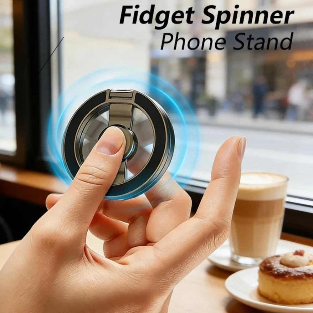 Foldable Double-Sided Mobile Phone Holder for iPhone 17 16 15 14 13 Portable 360° Rotation Stand with Strong Magnet Finger Grip Qme