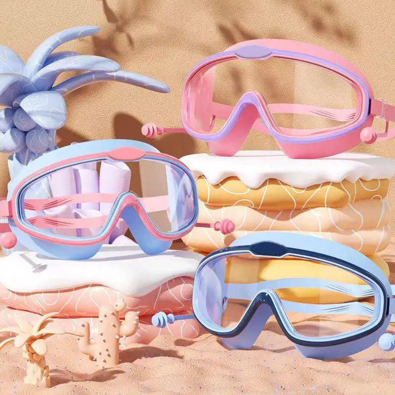 Kids Swimming Goggles Big Frame HD View Anti-fog Waterproof Qme