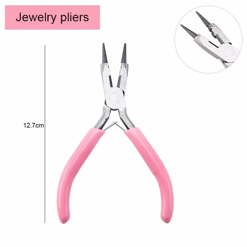 Cute Pink Color Handle Anti-slip Splicing and Fixing Jewelry Pliers Tools & Equipment Kit for DIY Jewelery Making Needlework Qme Jewelry pliers