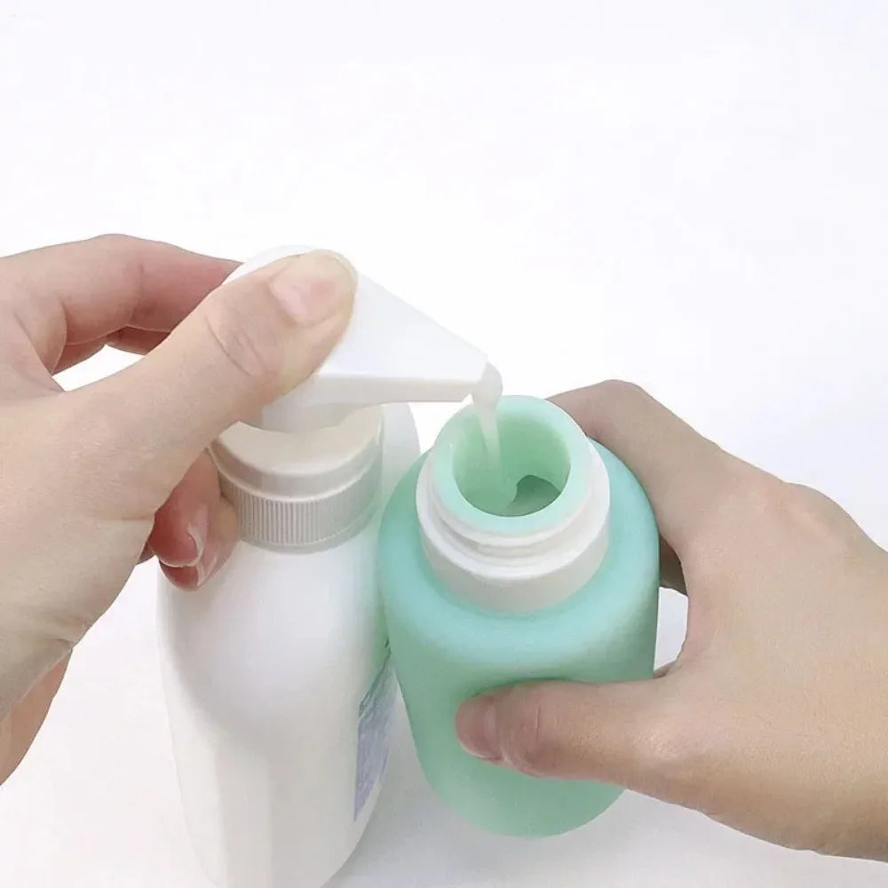 Silicone Bottle Refillable Lotion Shower Gel Shampoo Container Empty Qme