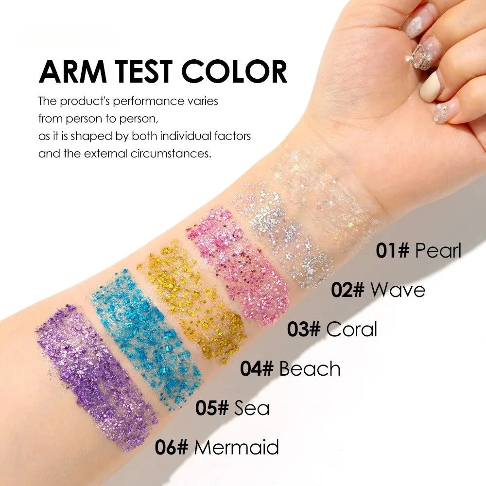 Sparkling Sequins Glitter Gel Stick Highgloss Shine White Pearl Pink Eyeshadow Glitter Face Body Painting Brighten Stage Makeup Qme