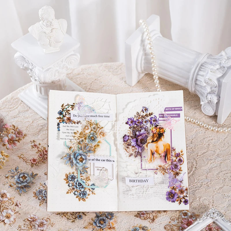 Vintage European Floral Clear Tape, Palace Carved Lace Tape, Journal Decorative Stickers, Photo Frame Decor Tap Qme