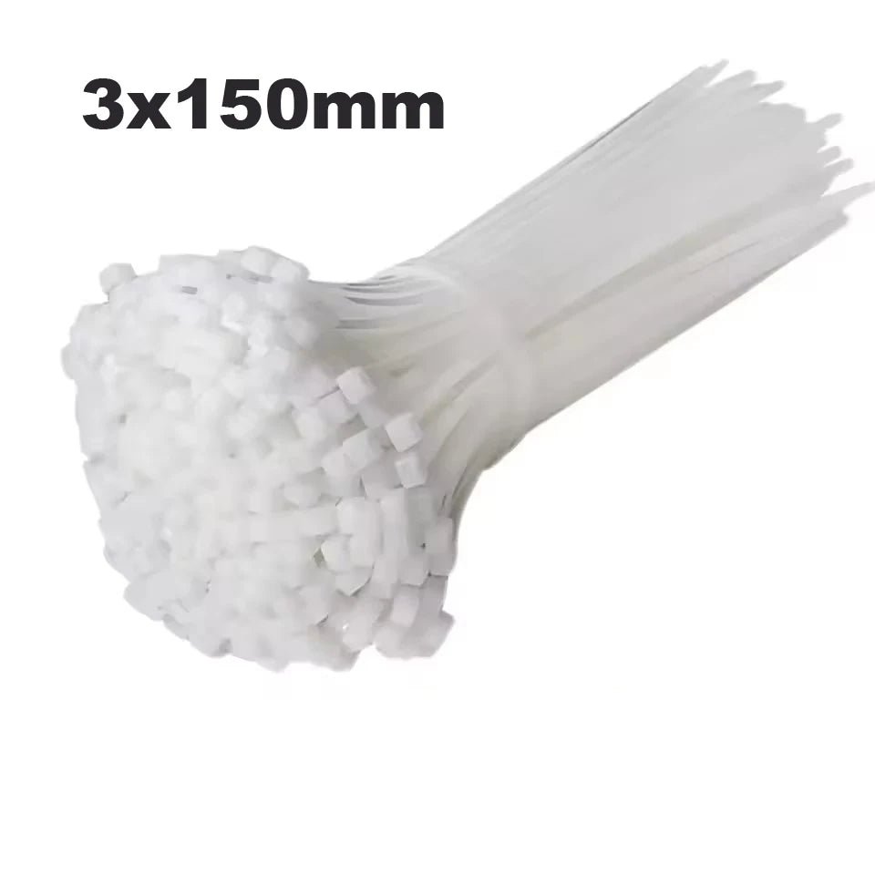 Plastic Clamping Collar Cable Tie Clamping Scratch Cable Attache Cable Velcro Self Locking Nylon Cables Ties Fastening Width 2.5 Qme white 3x150 1000pcs