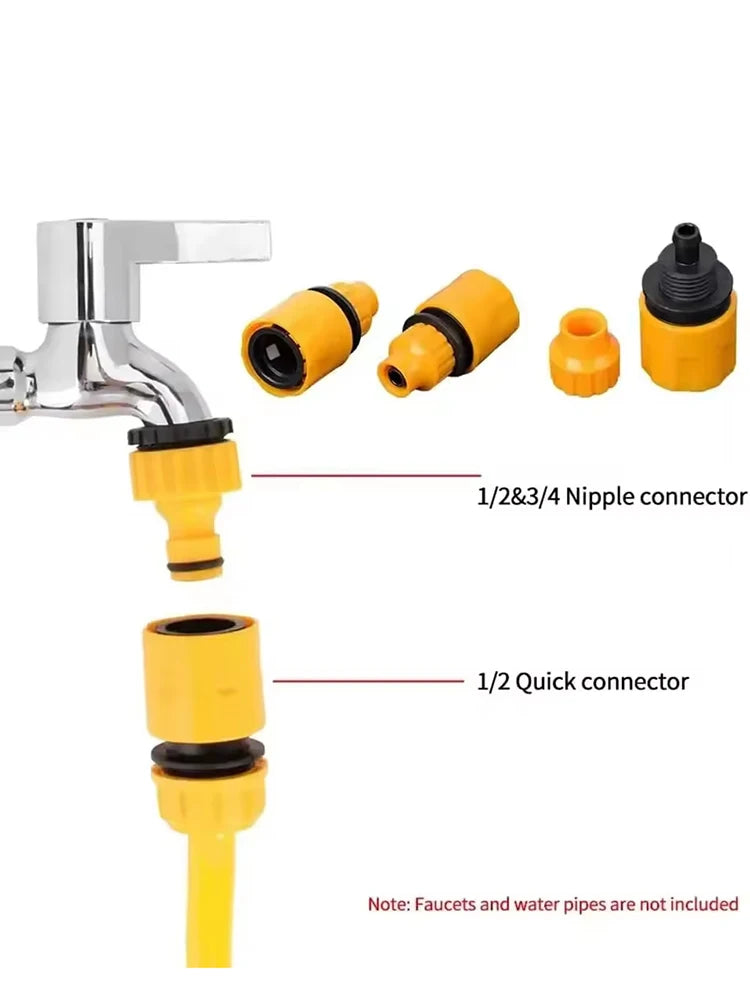 3/4 & 1/2 Inch Graden Hose Water Tap Threaded Connector Faucet Adapter 2pcs Hose Faucet Quick Connector For Garden Irrigation Qme