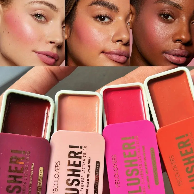 PECOLOVERS Waterproof Blush Cream Long-lasting Pigmentation All Skin Qme