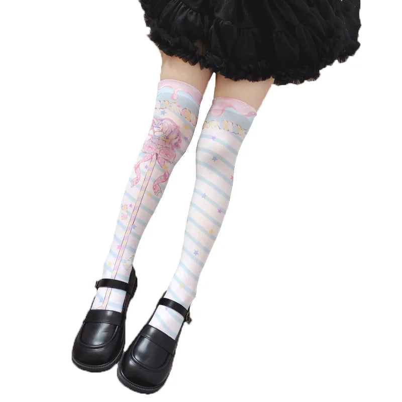 Girl Long Tube Sexy Cute Sweet Lolita Thigh Stockings Cartoon Knee