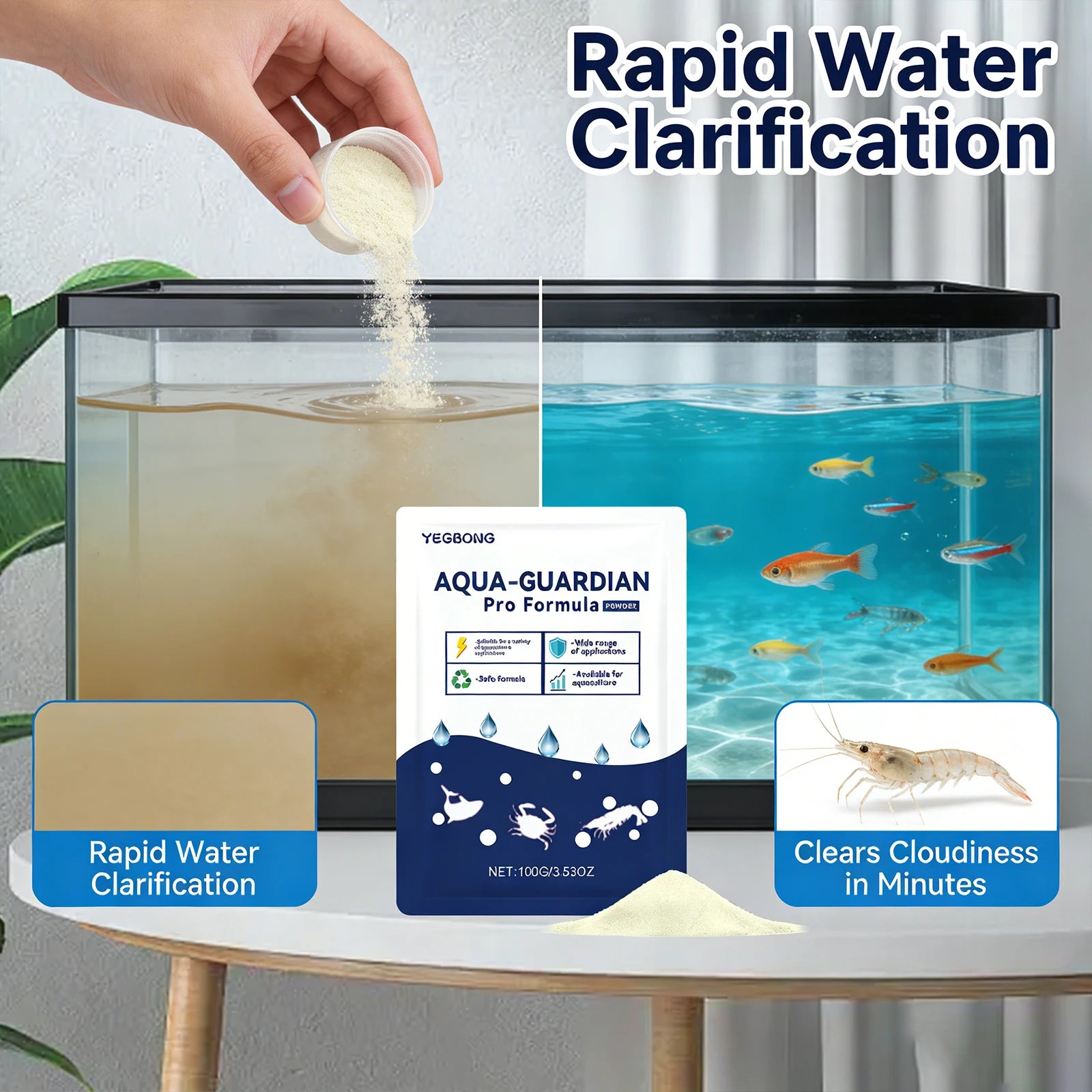 Fish Tank Water Purification Powder Quickly Purify Water Quality Restoring Clarity Widely Applicable Water Clarification Powder Qme