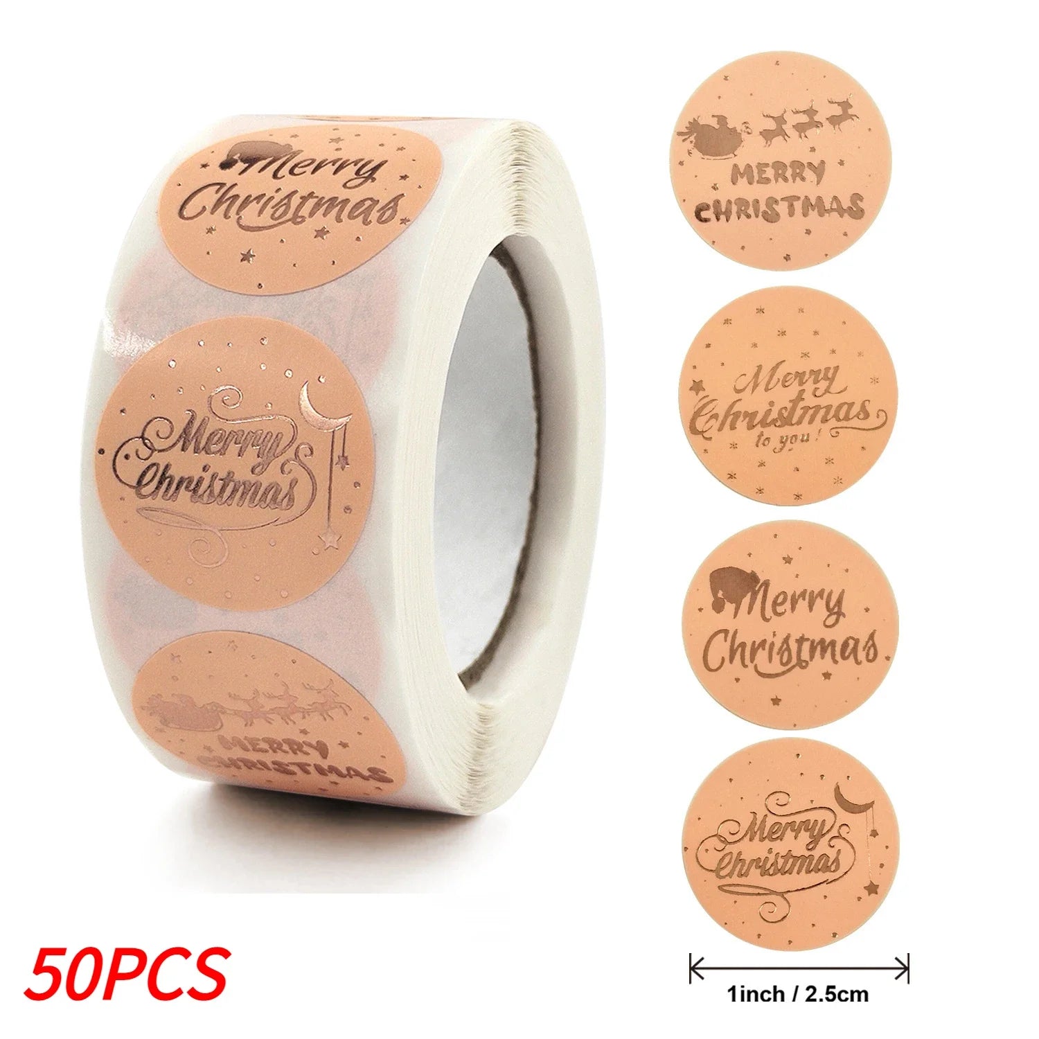 Merry Christmas Stickers Self-adhesive Christmas Tree Santa Claus Seal Labels Holiday Stickers For Gift Sealing Christmas Decor Qme Type D-50pcs 2.5CM