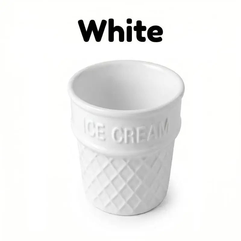 Colorful Ceramic Ice Cream Cups Dessert Coffee Mug With Waffle Cone Design Cute Aesthetic For Home Cafe Afternoon Tea Party Use Qme White 1