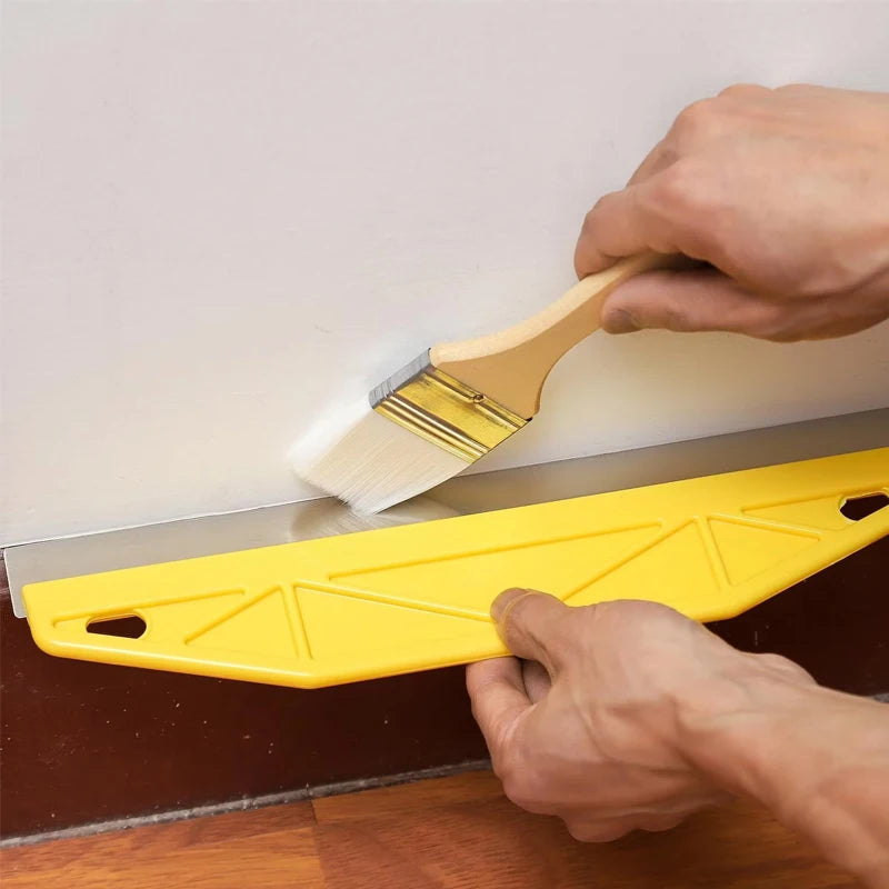 12-Inch Heavy-Duty Yellow Paint Shield Edger with Ergonomic Handle & Edge-Durable Plastic/Metal Wall Painting Tool for Precision Qme