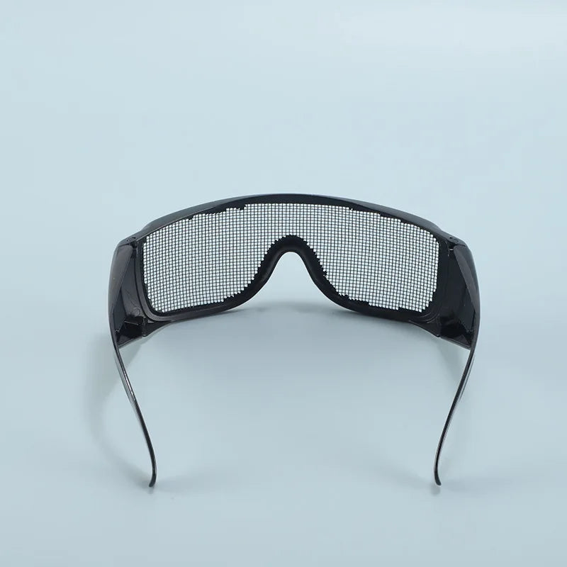 2PCS Protective Glasses High Density Iron Mesh Goggles Outdoor High Strength Steel Wire Anti-Impact Tactical Eyewear Qme Black